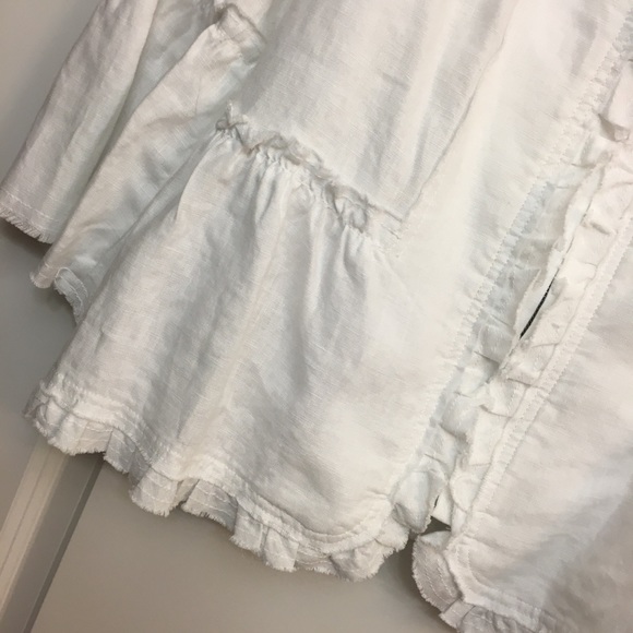 INC White Ruffle Linen Blazer Jacket - Picture 2 of 12